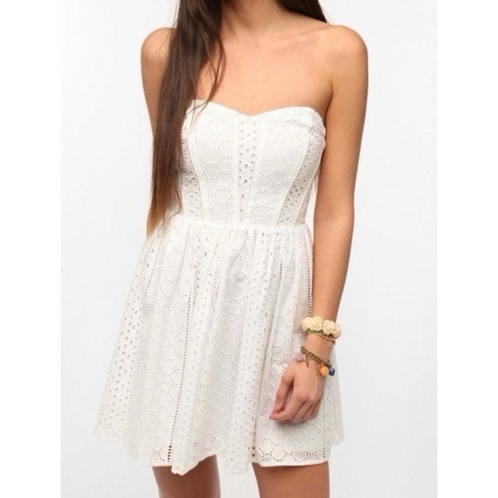 Kimchi Blue Womens Peyton Strapless Dress Size S White Eyelet Boho Festival